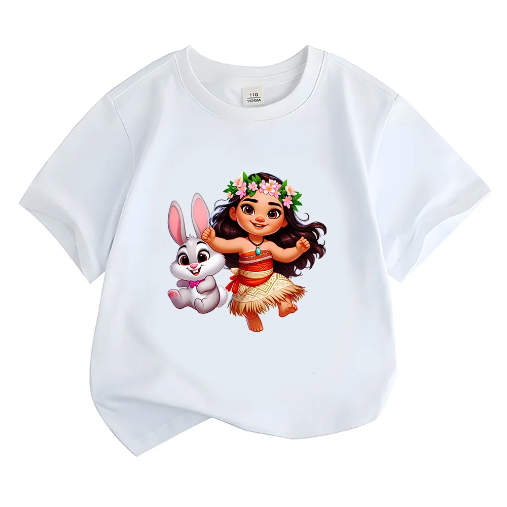 Moana Children Cartoon T-shirts Vaiana Girls Cute Bunny Tee-shirt Sweet Baby New Tshirts Topd Adorable Kids Casual Cotton Tees