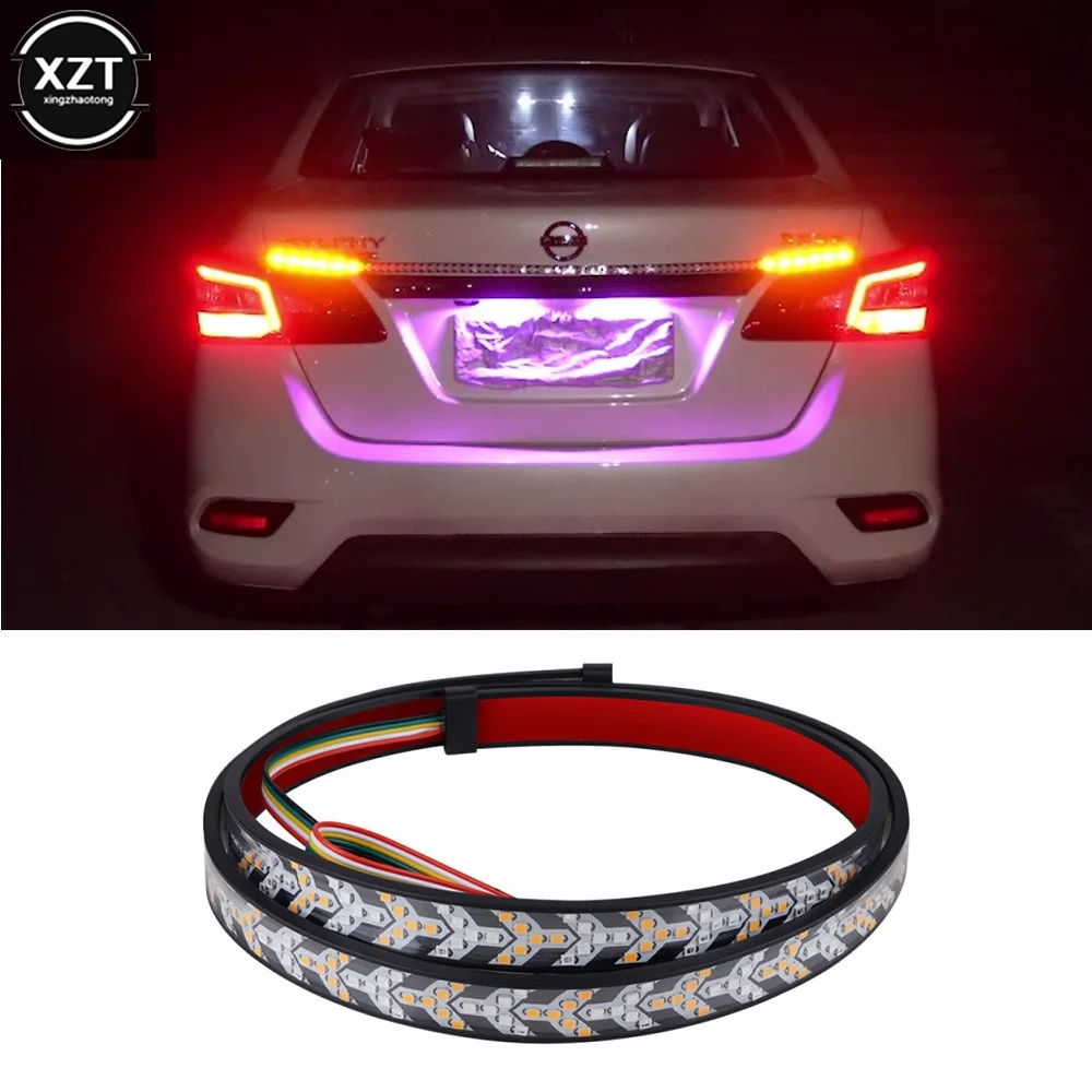

12V-24V Flexible Led Strip Universal Car LED Tailgate Flow Warning Light Auto Running Turn Signal Brake Reverse Lamp