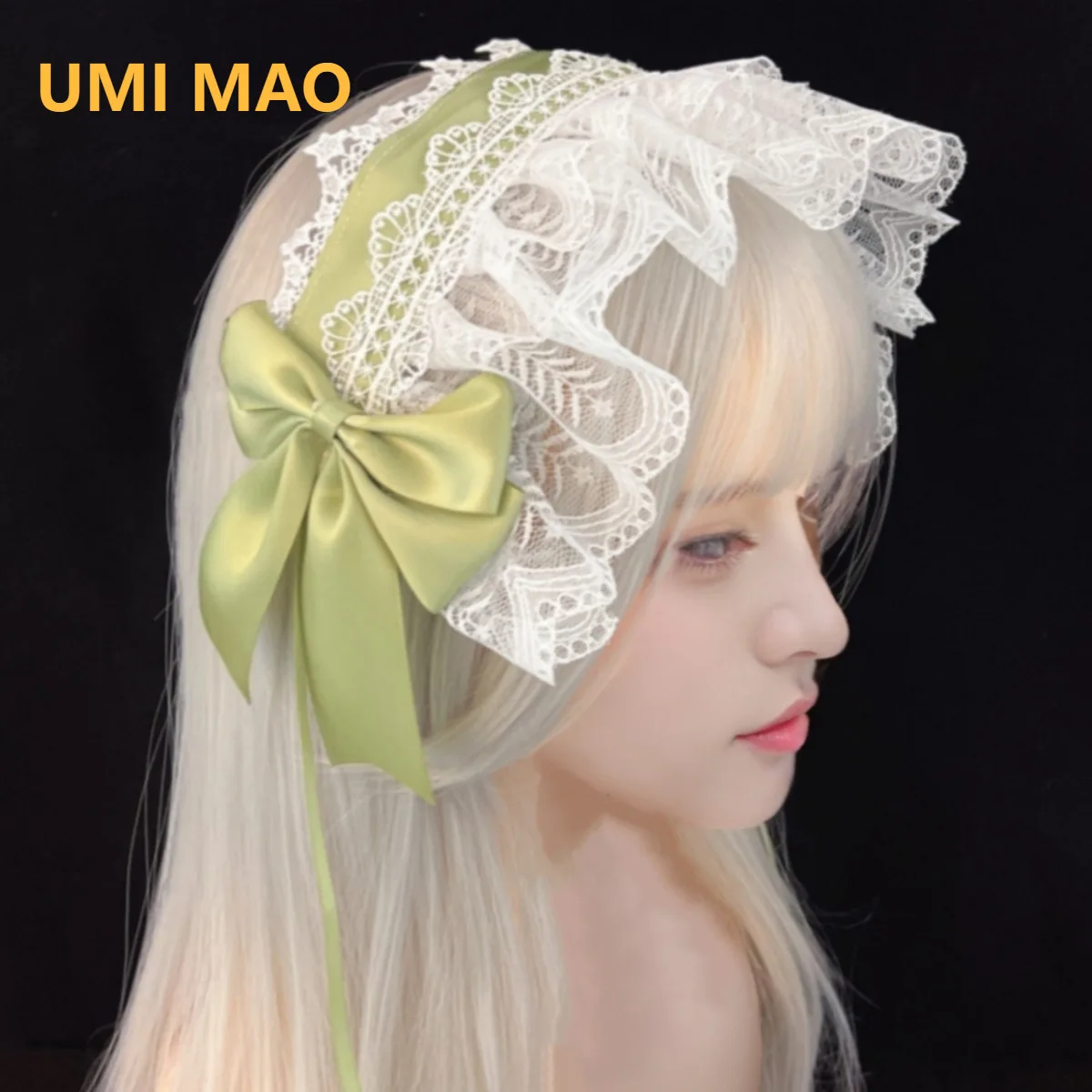 

UMI MAO повязка на голову в стиле Лолиты, повязка на голову с бантом, кружевные аксессуары в стиле Лолиты, разноцветные универсальные повязки на голову для горничной в стиле Лолиты Femme