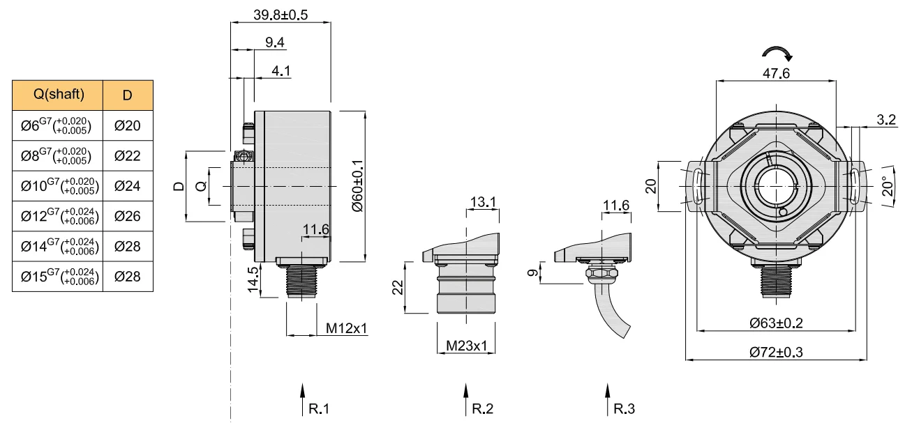 Hengxiang Encod INCREMENT K60 100ppr 360ppr 2500ppr แกน ROTARY Encoder INCREMENTAL Optical Encoder