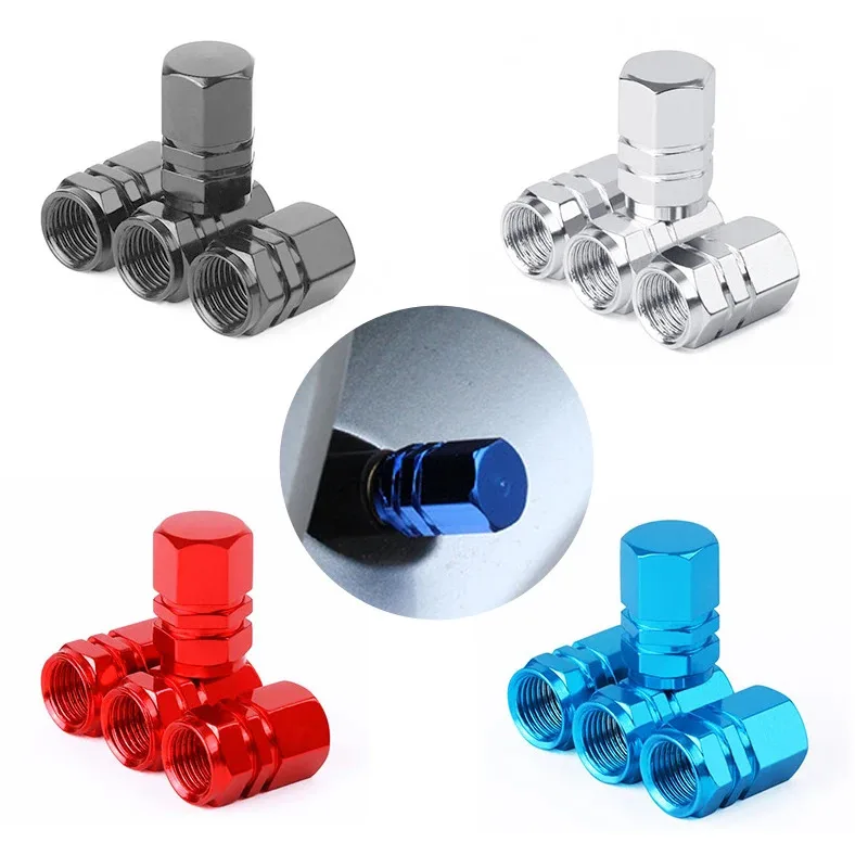 4/8Pcs Aluminum Alloy Car Tire Valve Caps Hex Tyre Valve Stem Cover Air Dust Caps Tire Valve Truck Bike Wheel Rim Valve Stem Cap
