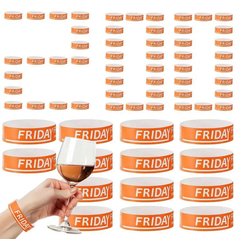 200 Pieces Waterproof Friday Paper Wristbands For Events Wrist Bands Wristbands For Events Concert Identification