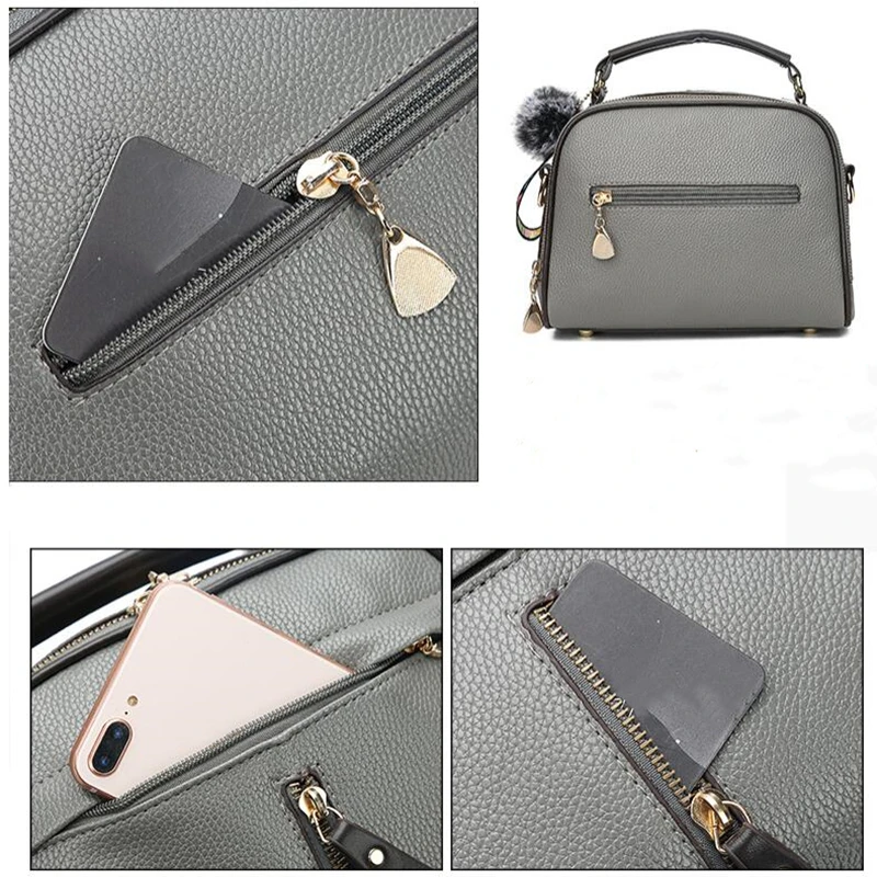 Tassel Messenger Shoulder Bag For Women PU Leather Handbag Lady Boston Hairball Messenger Bags ladies Luxury Crossbody Totes Bag