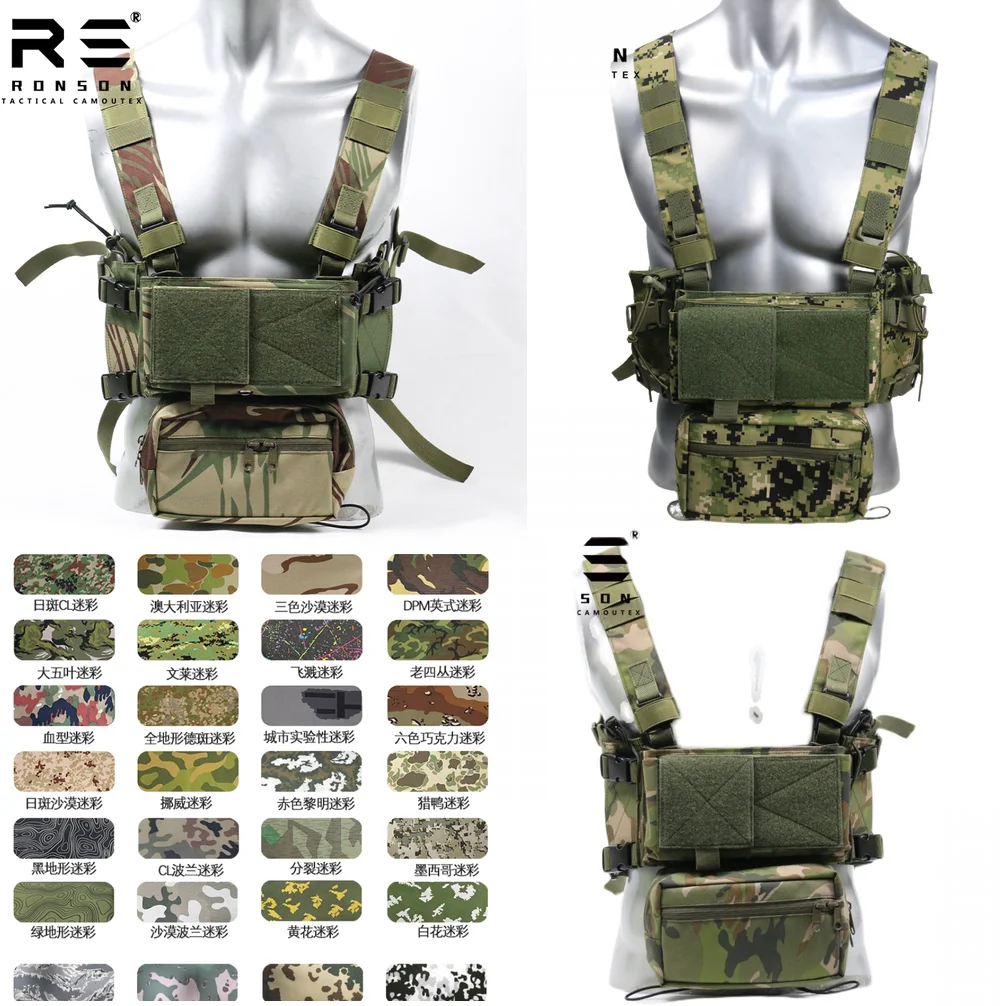 Chaleco táctico ajustable de camuflaje Rhodesia personalizado, conjunto de plataforma de pecho Modular Molle, bolsa de tela impermeable, equipo airsoft AOR2