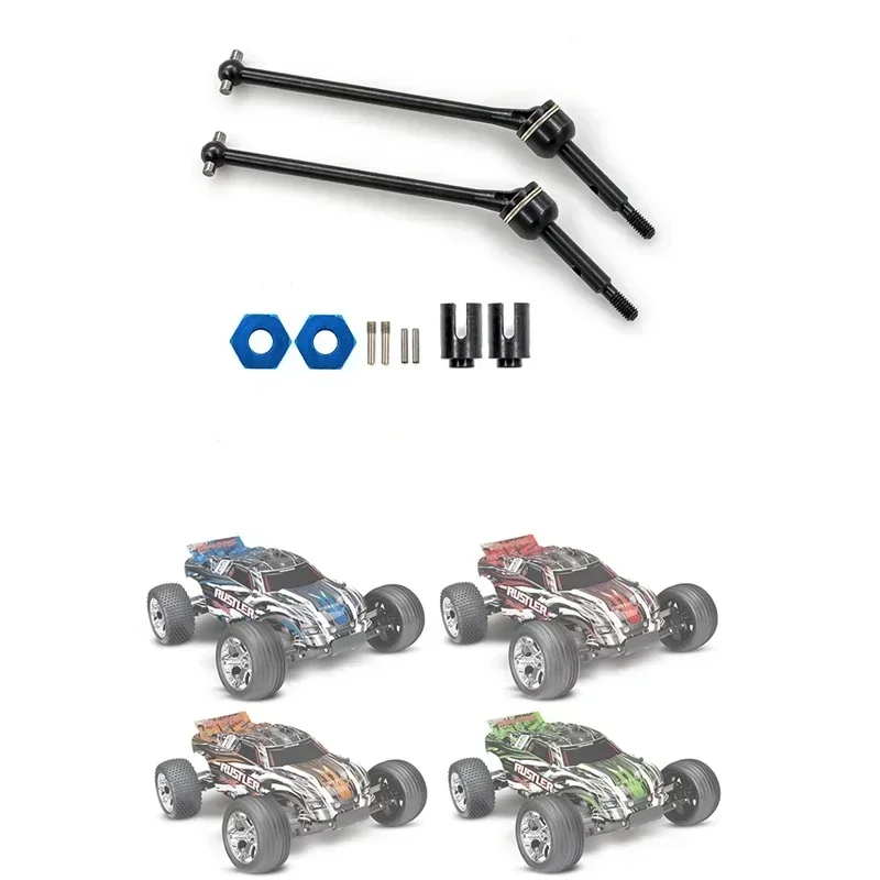 Arbre de transmission arrière en acier CVD, 2 pièces, pour 1/10 Trxs Slash Rustler Stampede Hoss VXL 4X4 2WD RC, pièces de mise à niveau de voiture
