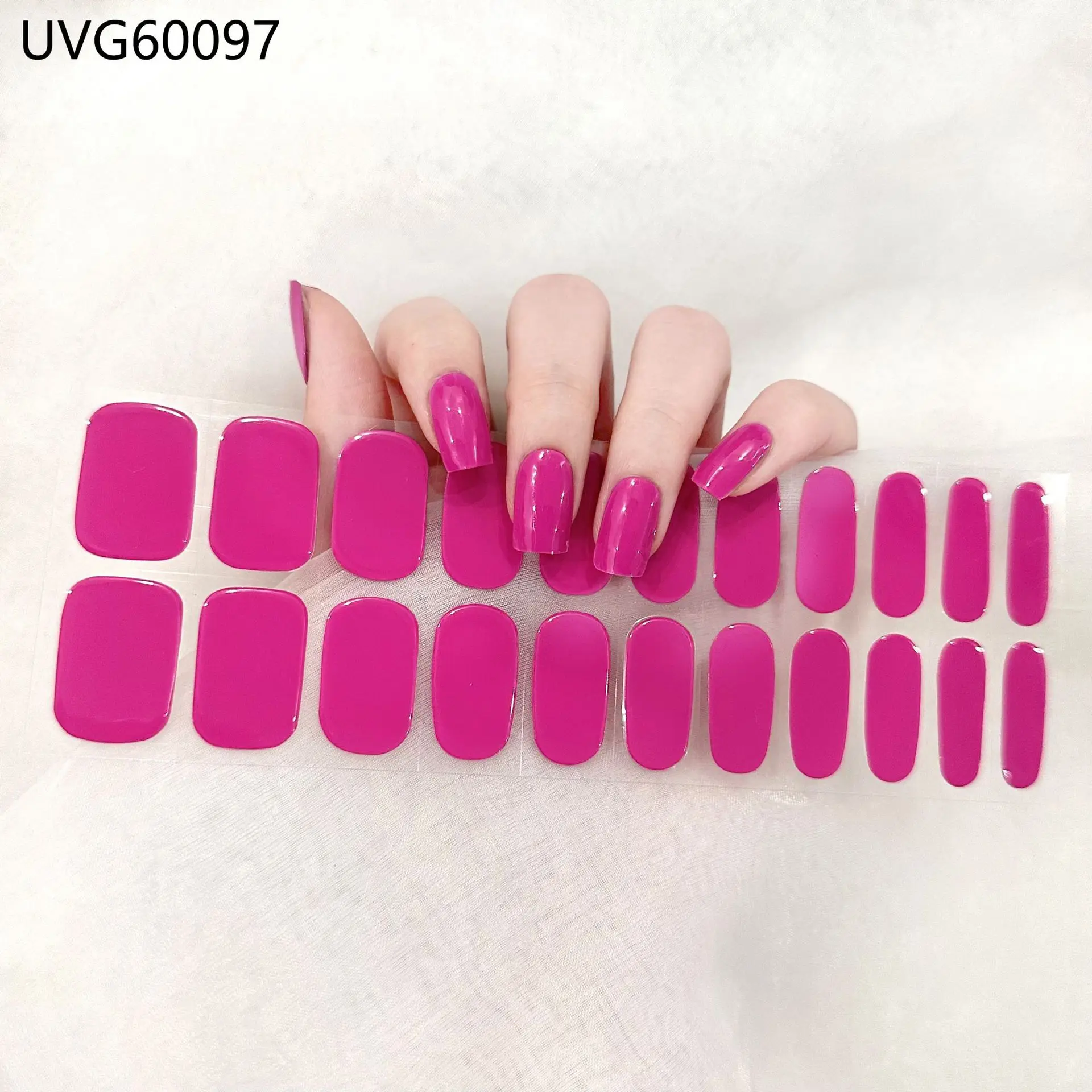 16/20/22 Tips Semi-Cured Gel-Nagel-Wraps, vollflächige Maniküre, DIY, wasserfest, langanhaltend, Gel-Nagel-Sticker-Set, für UV-Lampe erforderlich