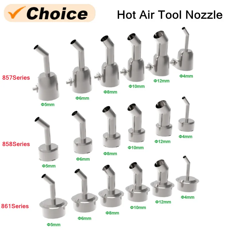 RELIFE 861 857 858 سلسلة فوهات الهواء الساخن المائلة للعمل تحت المجهر 45 °   إصلاح فوهة محطة لحام ضربة