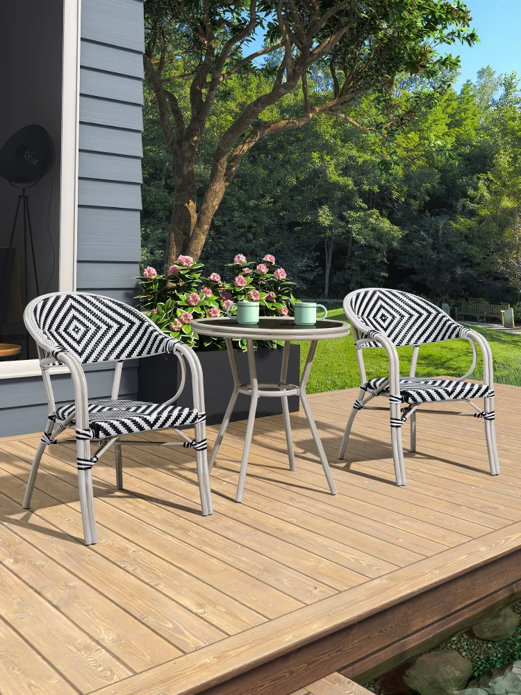 Balcony tables and chairs online celebrity combination American chair rattan outdoor rattan chair three-piece Nordic leisure