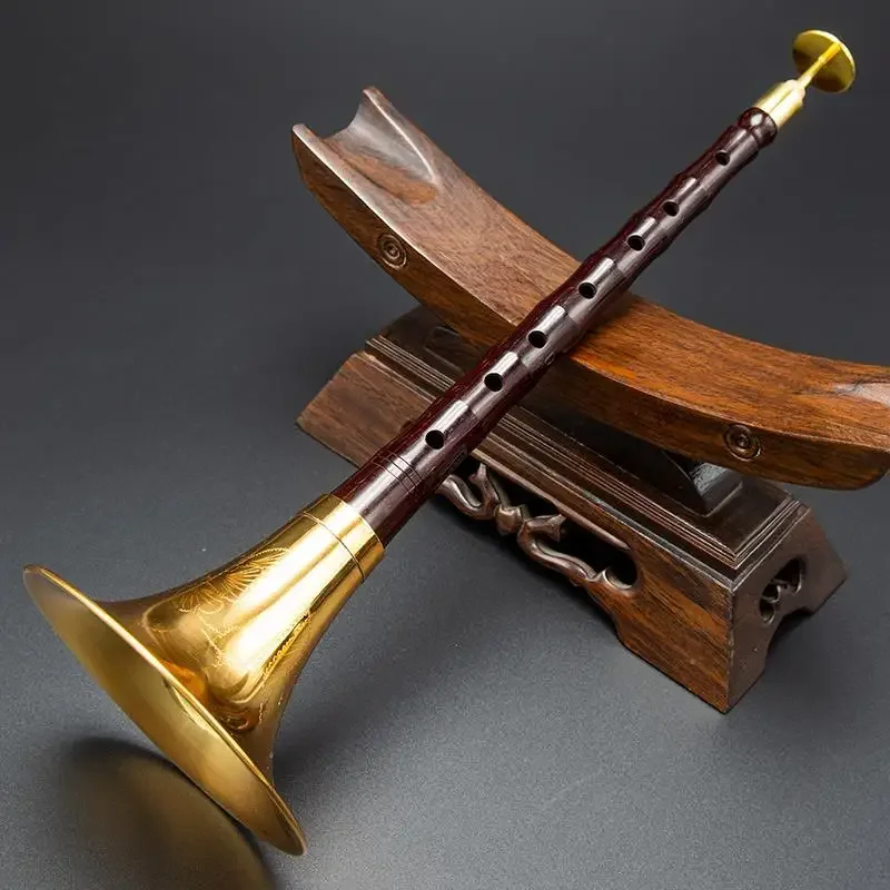Wind music, suona instruments, a full set of Indian red performance of high-end large, medium and small pure copper horns
