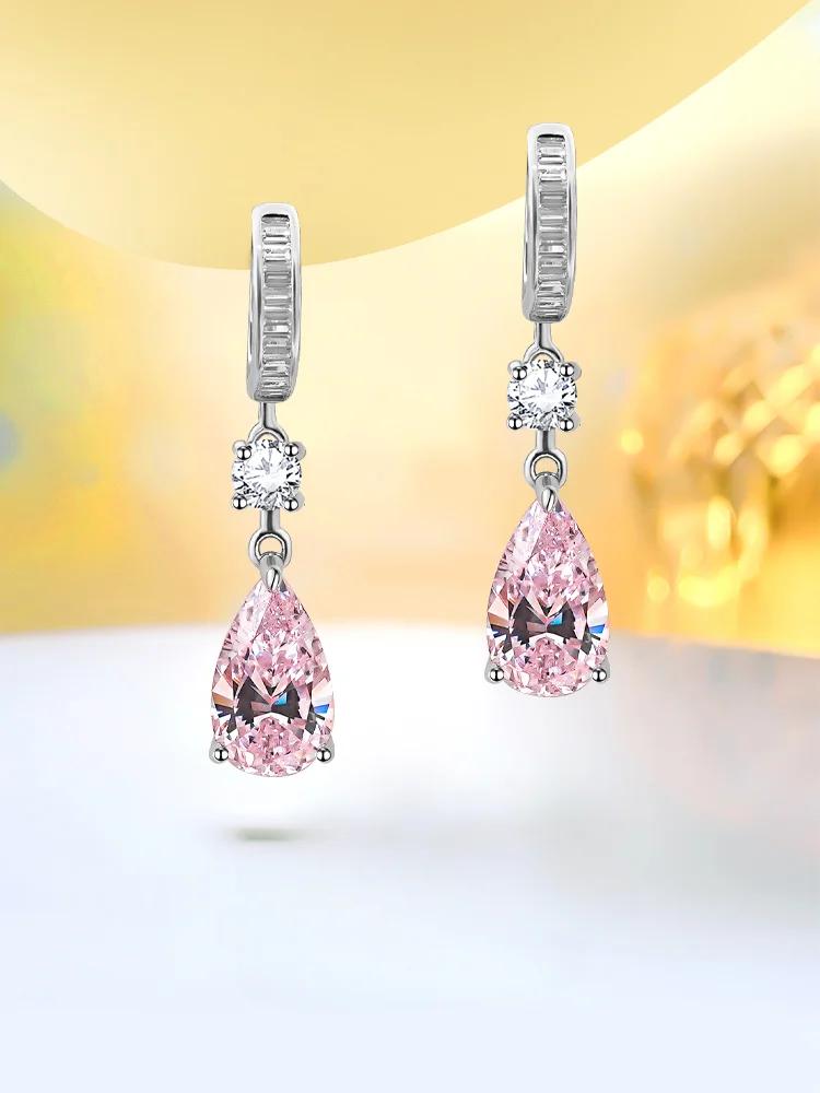 

Earrings 925 sterling silver inlaid with colored diamonds, light luxury earrings, versatile, niche temperament, high-end women