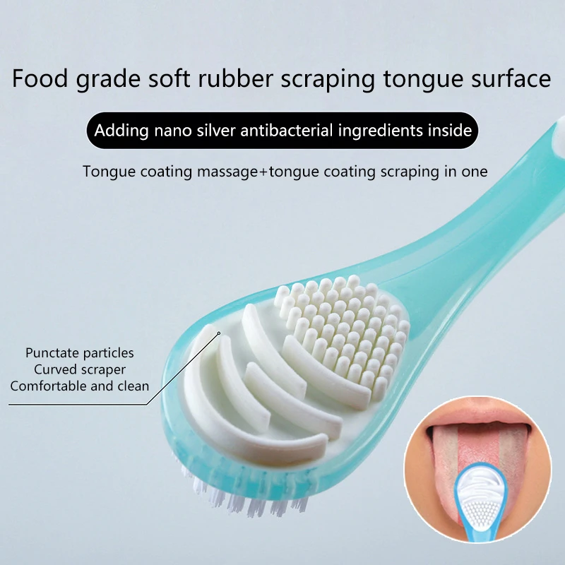 1PCS Dual-Purpose Double Sided Tongue Coating Cleaner Antibacterial Tongue Scraper Adult Scraper For Removing Bad Breath