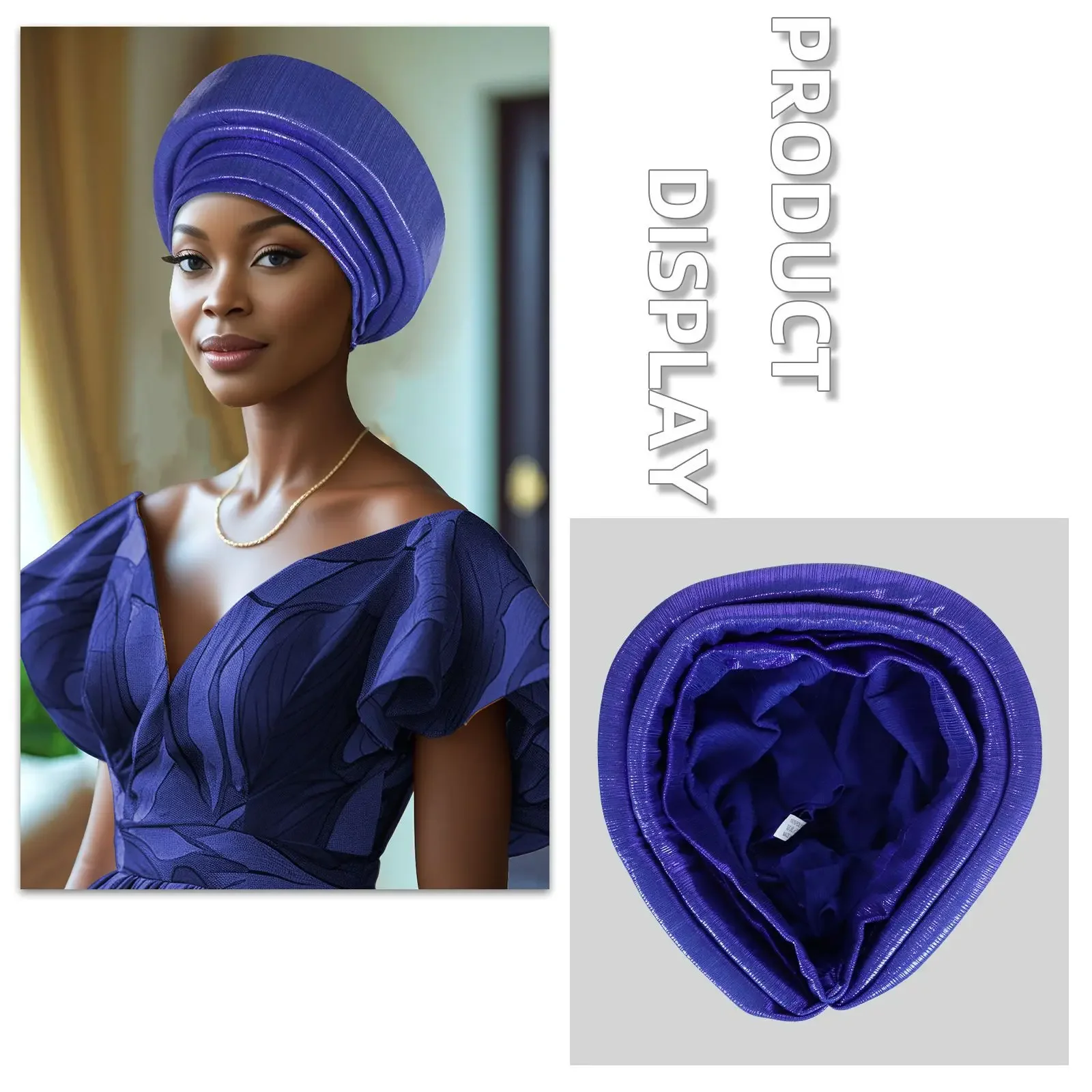 

Новинка 2025 года, блестящий африканский тюрбан, женская повязка на голову, Нигерия, авто Геле, вечерние головной убор, капот, хиджаб, женский мусульманский тюрбан Mujer