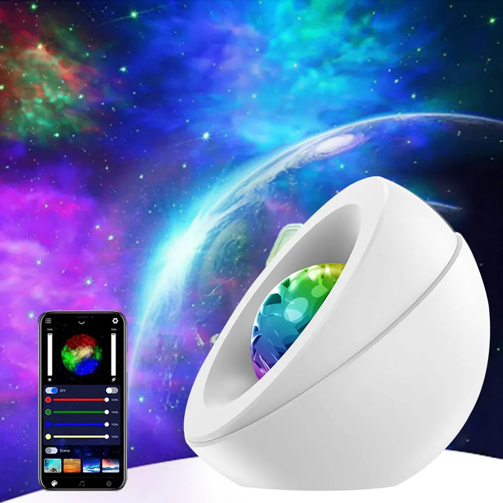 

Starry Projector Galaxy Night Light APP Control Ocean Wave Projection Lamp with Music Speaker 7 Colors Atmosphere Light for Home