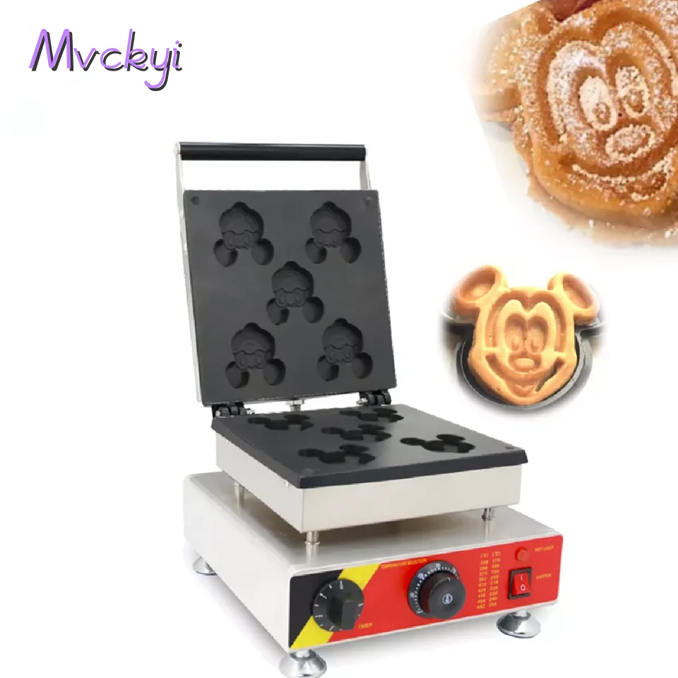 Mvckyi Electric Breakfast Cartoon Mickey Shape Professional Molds Bubble Egg Cake Oven Mini Waffle Maker Pot Pan Eggette Machine