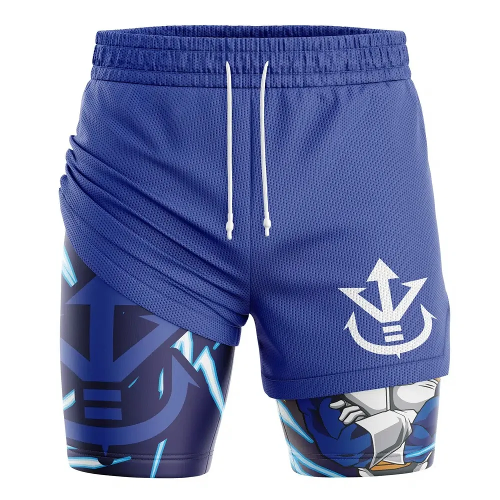 2026 Summer Dragon Ball Vegeta Super Saiyan V2 2-in-1 Double Layer Gym Shorts, Oversized Men's Fitness Retro Unisex Athletic Y2k view 3
