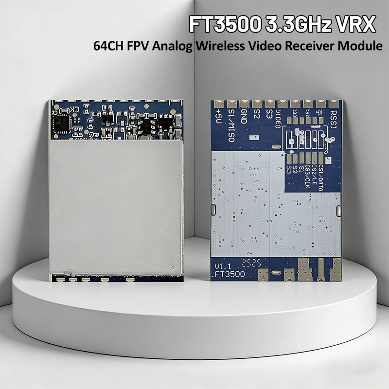 

1/5PCS FT3500 3.3GHz VRX 64CH FPV Analog Wireless Video Receiver Module 3060MHz-3500MHz DC 5V for FPV RC Racing Drone Model