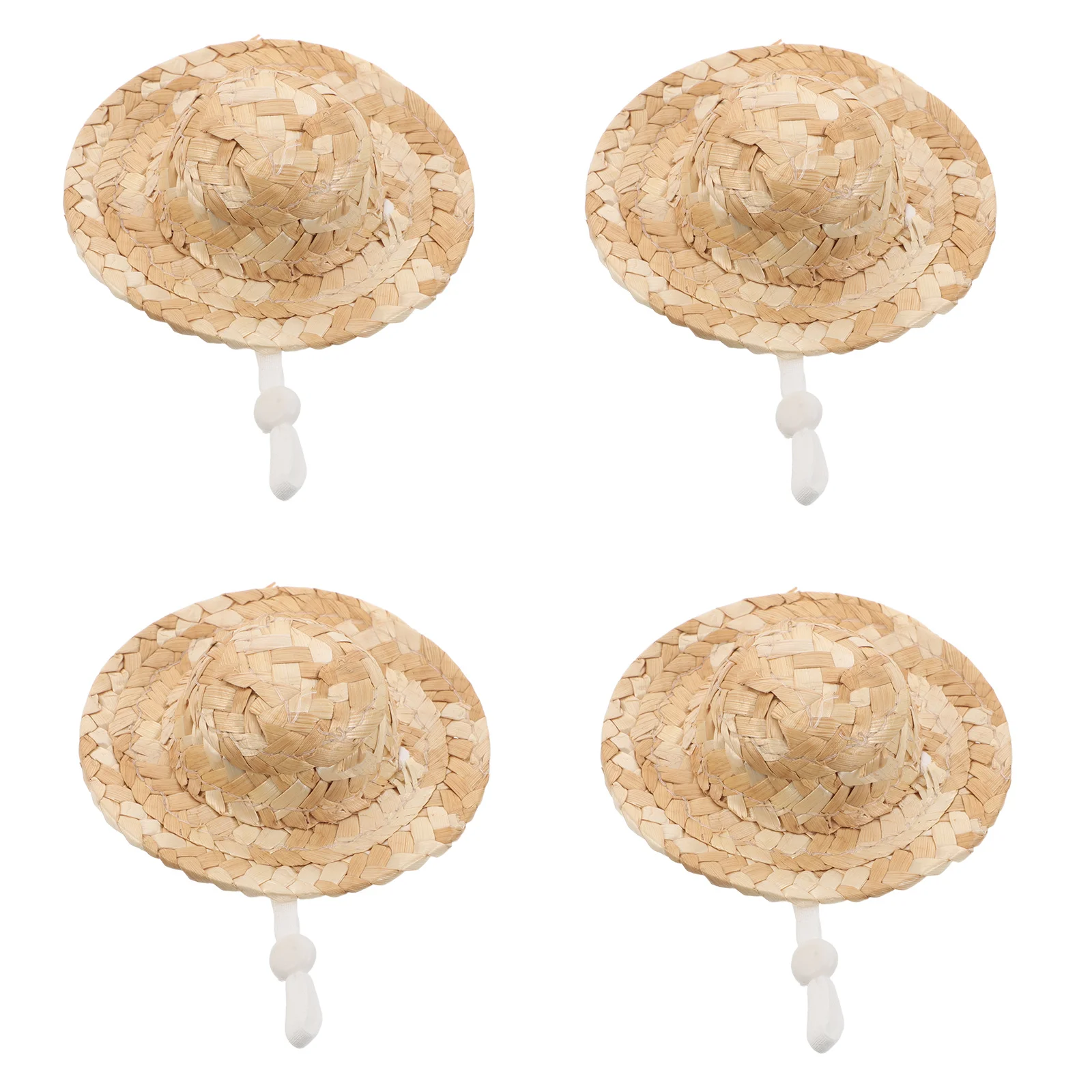 10 pezzi mini cappelli di paglia 8 cm berretti tessuti a mano per decorazioni artigianali fai da te per case delle bambole cinturino sottogola sicuro materiale di bambù piccolo sombrero