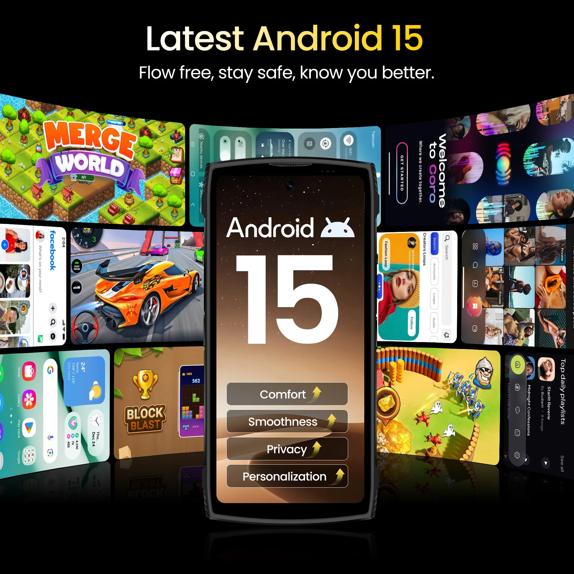 هاتف ذكي متين 4G LAGENIO Panther 2 Pro أندرويد 15 8GB + 256GB هاتف محمول 50MP 5150mAh 6.7 "HD هاتف محمول رفيع للغاية Gemini