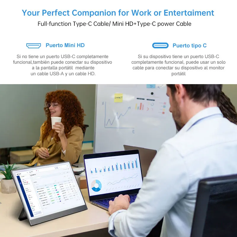 휴대용 모니터 15.6인치 풀 HD 게이밍 모니터 내장 브래킷 VESA 벽걸이 모니터 (PC, Mac, 모바일, Xbox, PS5 호환)