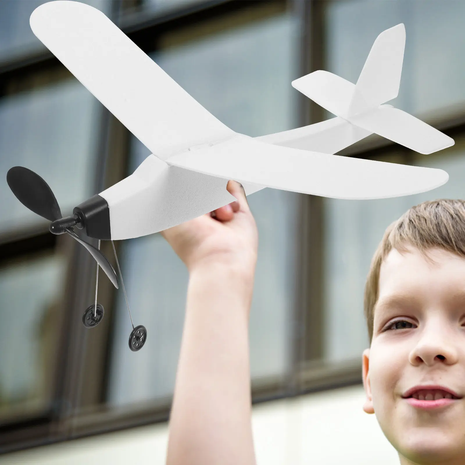 

Rubber Band Airplane Outdoor Flying Glider Random Color Safe Foam Kids Educational Plaything for Parent Child Interaction Hand