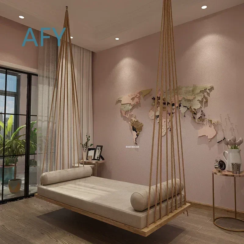 for Home Balcony Outdoor Hammock for Garden Patio Bedroom Rest Rocking Chair Leisure Solid Wood Swings Nordic Furniture Sofa