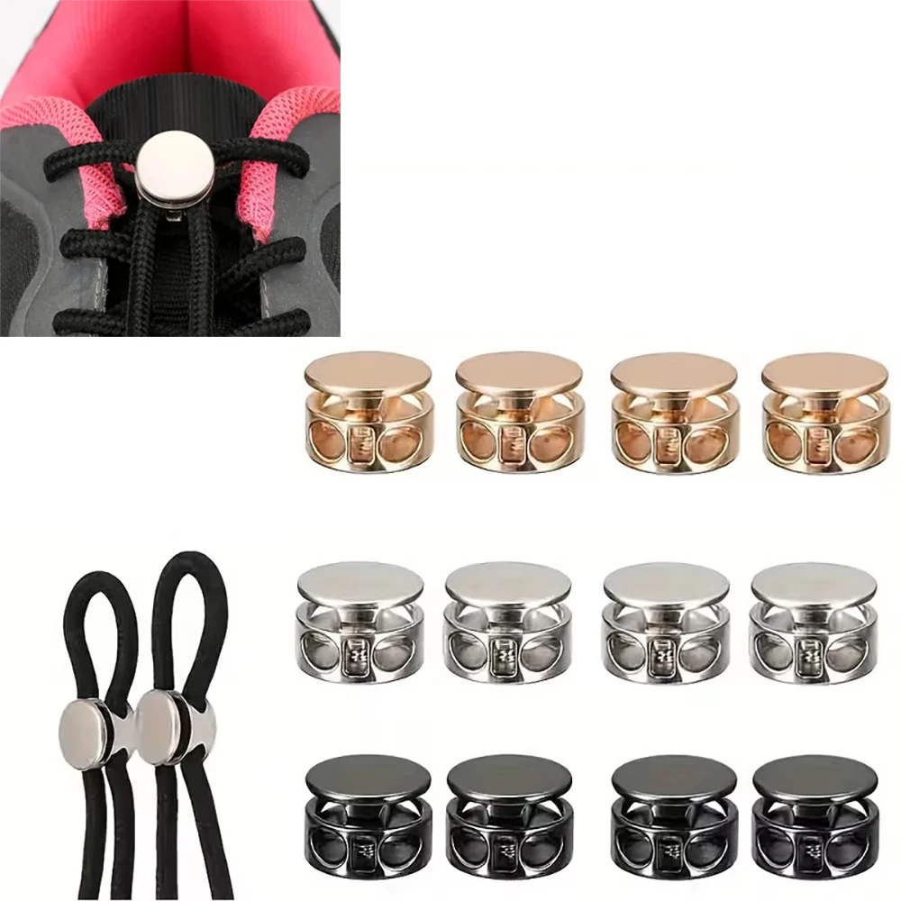 10 Stück Metall-Kordelstopper mit Doppelloch, Runde Federverschlüsse für Elastische Seile, DIY-Nähzubehör