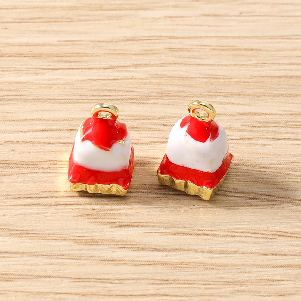 5 Stück Gemischte Niedliche Lebensmittel-Anhänger, Emaille-Kuchen- und Brot-Charms für die Herstellung von Ohrringen, Halsketten, Armbändern, DIY-Bastelarbeiten und Schmuckzubehör – Detail 18