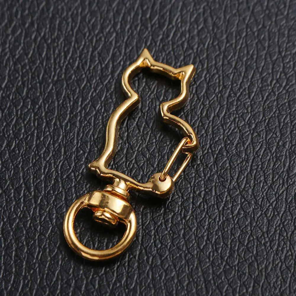 Alloy Cat Lobster Claw Clasp Gold Silver Plated Keyring Making Split Key Ring Connector Metal Ornament Cat Connecting Ring
