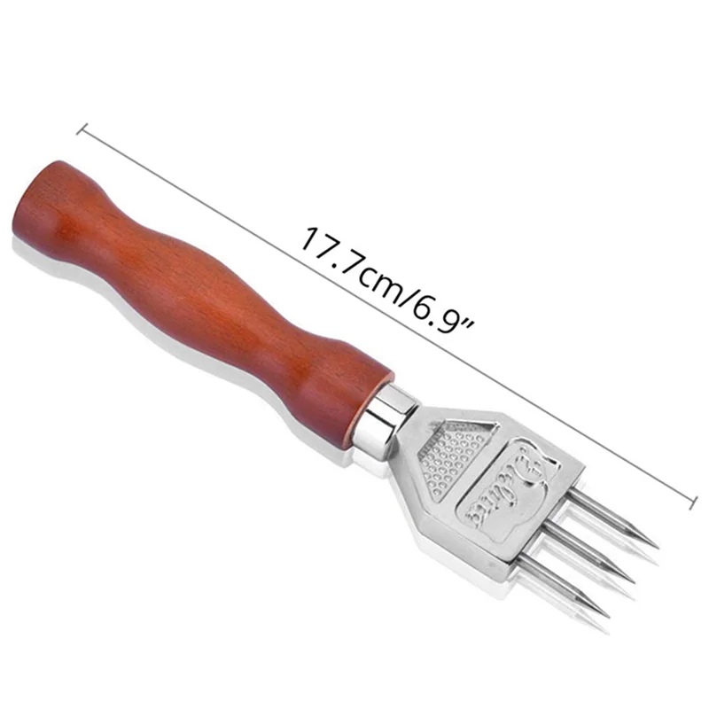 Y50A-5X Ice Pick - ماكينة تقطيع ثلج قوية بمقبض من الخشب الصلب، كسارة ثلج ثلاثية الشق من الفولاذ المقاوم للصدأ 304