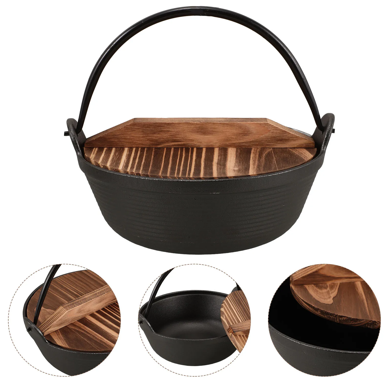 

1 Set Of Cast Iron Pot Camping Cookware Outdoor Picnic Cooking Gear High Temperature Soup Pot For Family Gatherings Japanese
