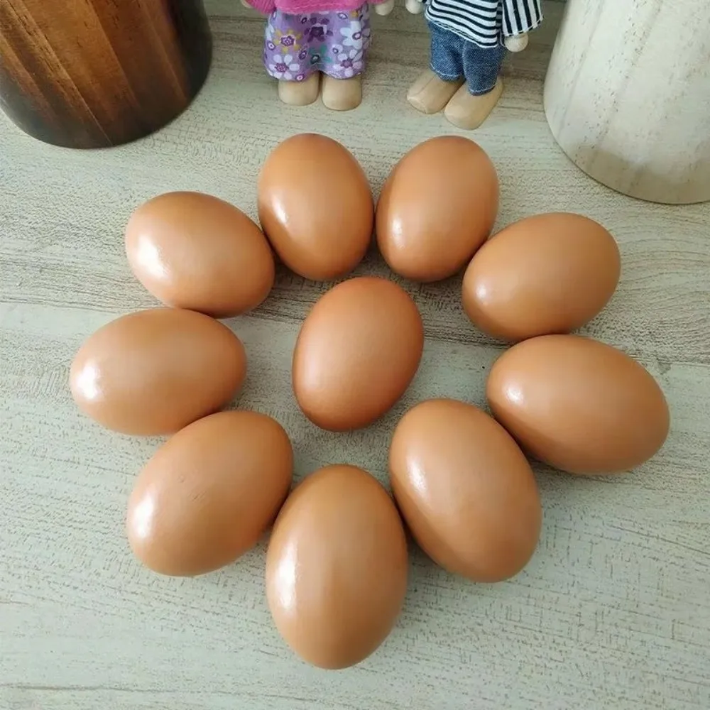 4PCS Holiday Props 1:1 Simulated Egg Model Smooth Surface Craft Kits DIY Wooden Egg Kids Games Egg Painting