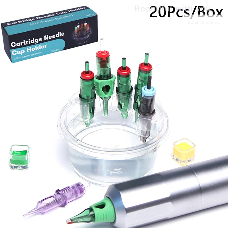 

20Pcs/Box Disposable Tattoo Dip Leak-Proof Rinse Cup Rinsing Diluting Drying Ink Professional Clean Tip Cartridge Dip Cup