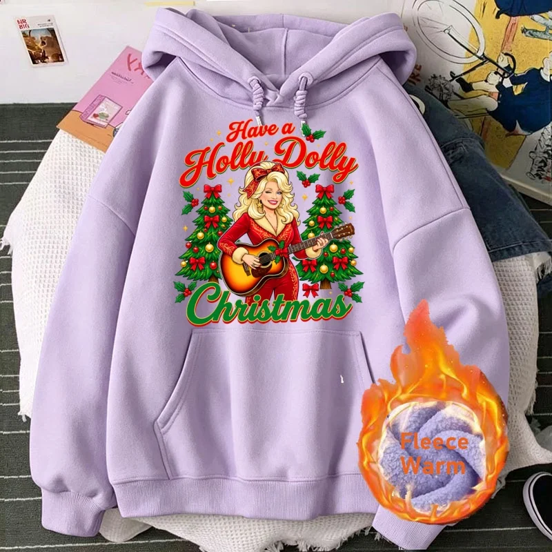Dolly Parton Signature Christmas Hoodies and Sweatshirts Fleece Warm Autumn Winter Graphic Sweatshirts Pullover Country Music