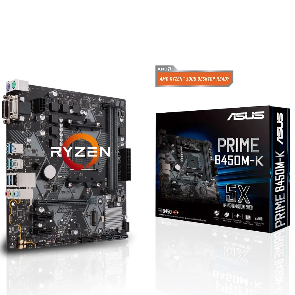 NEW ASUS B450 Motherboard PRIME B450M-K Supports Ryzen 7 1700 3700x Ryzen 5 2600 2600x 3500x 3600 5500 5600 5600G 4600G 2400G