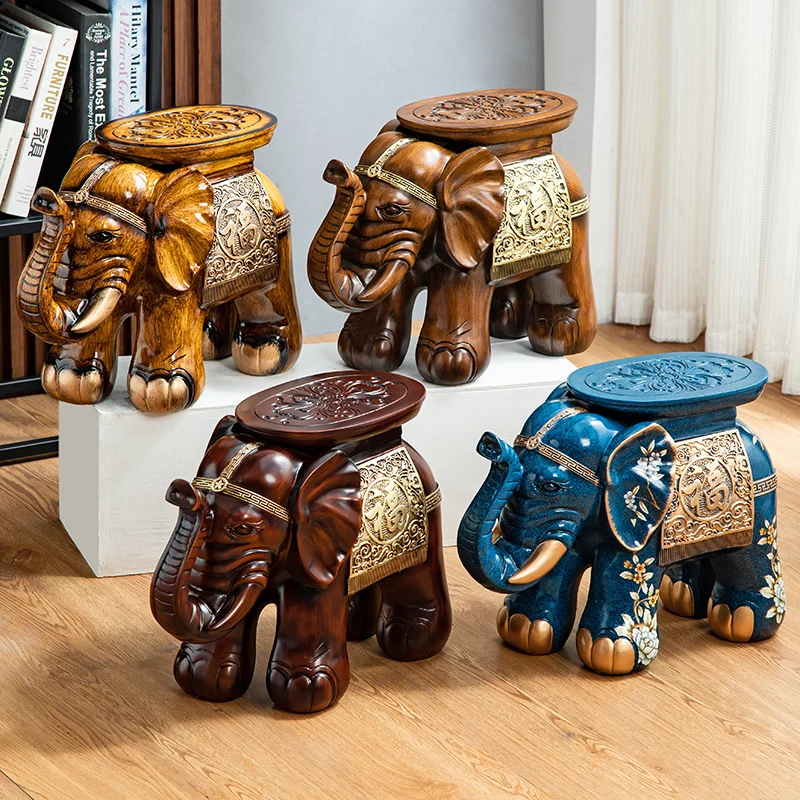 Home Decoration Shoe Stool Sculptures & Figurines Elephant Statue Luxury Living Room Decor Stool Furniture Hallway Ottoman Gifts