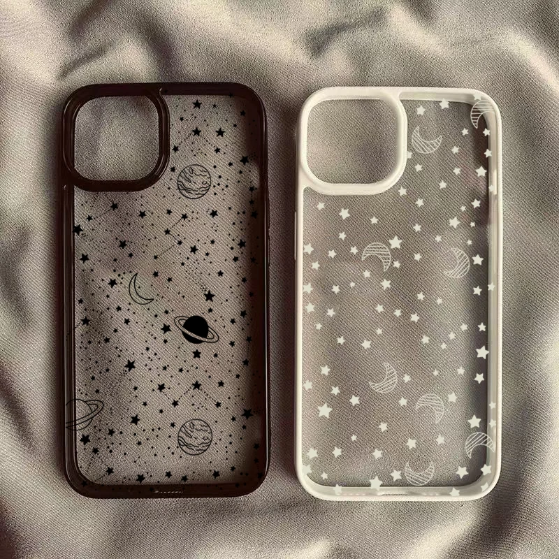 Etui na telefon Universe Starry Sky Moon Clear do iPhone 11 12 13 14 15 16 17 Pro Max 12 13 MINI 16E 17Air Shockproof Hard Cover