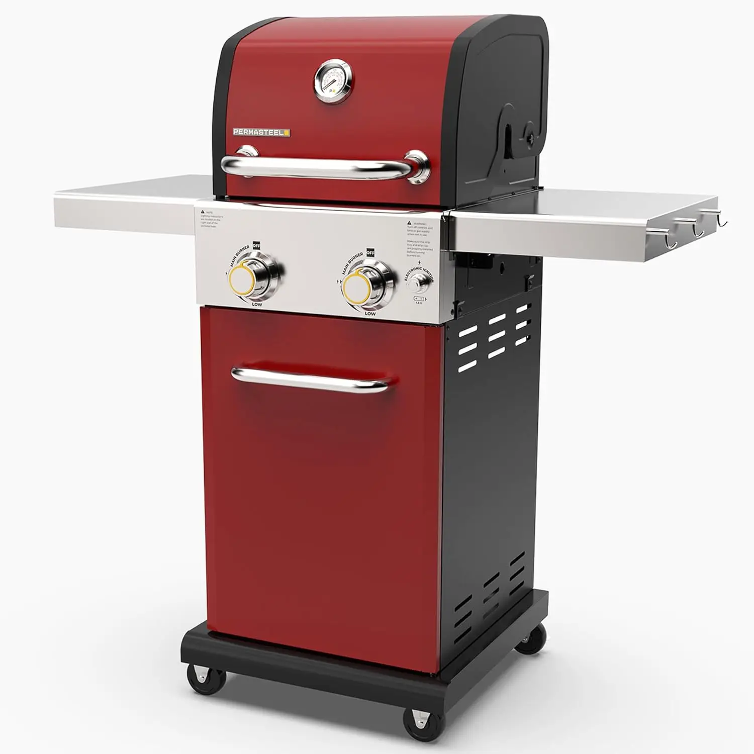 

2-Burner Propane Gas Grill, BBQ Grill with Foldable Side Tables & Tool Hooks, Perfect for Outdoor Cooking, Patio & Garden, Red