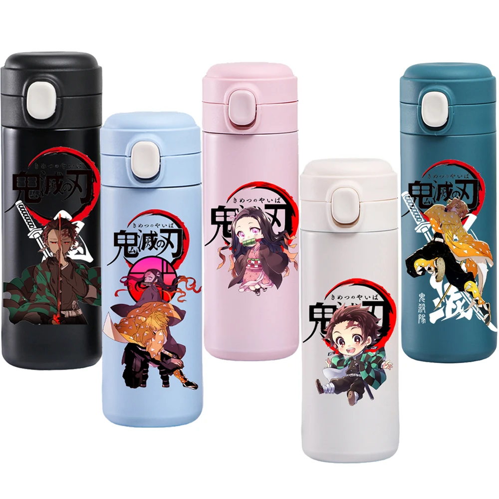 Demon Slayer Tomioka Giyuu Kamado Tanjirou Kamado Nezuko Agatsuma Zenitsu Kochou Shinobu Plastic Anime Thermos Cup Bottle 500ml