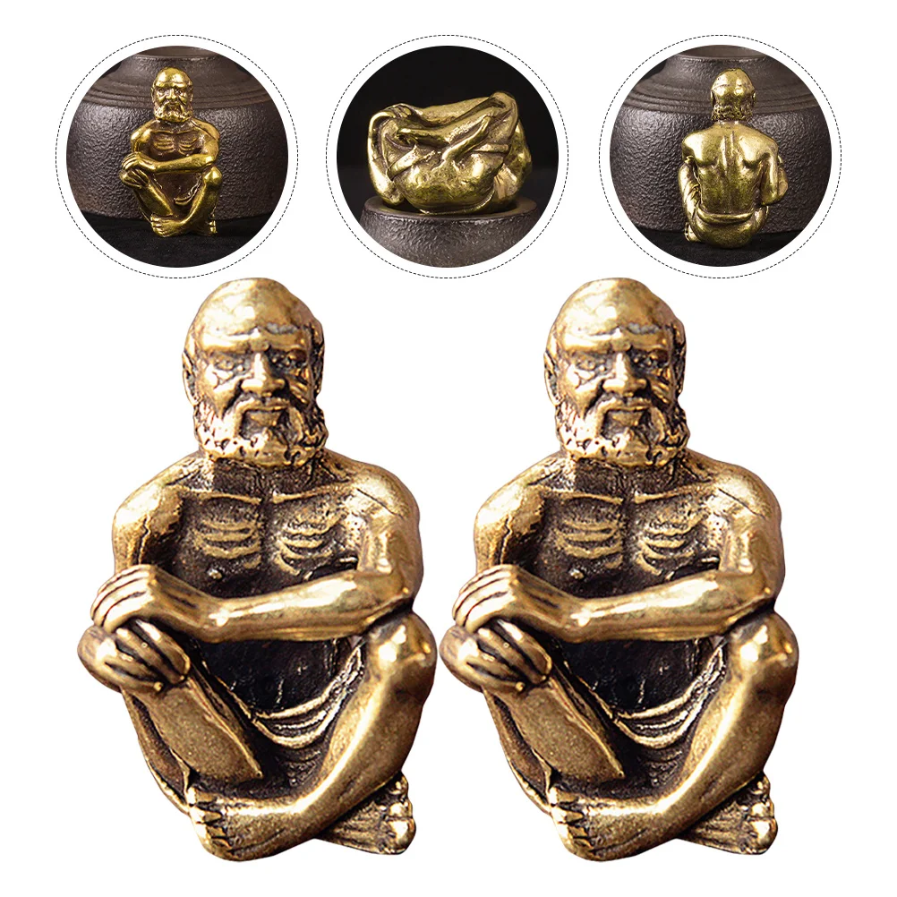 

2Pcs Brass Bodhidharma Buddha Decor Creative Desktop Adornment Exquisite Craftsmanship Home Decor Brass Adornment