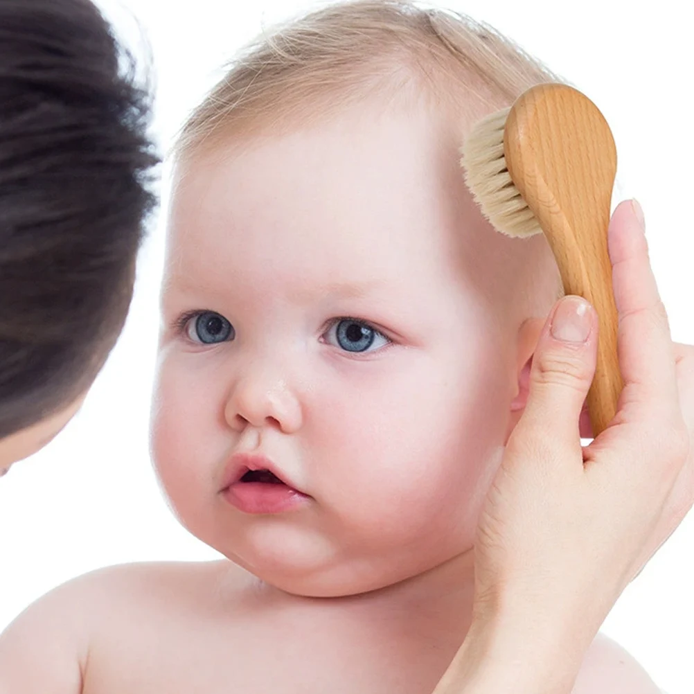 

Baby Hair Comb Set Soft Bristles Natural Wool Brush Shampoo Massage Infant Scalp Care Handheld Bath Toddler Newborn