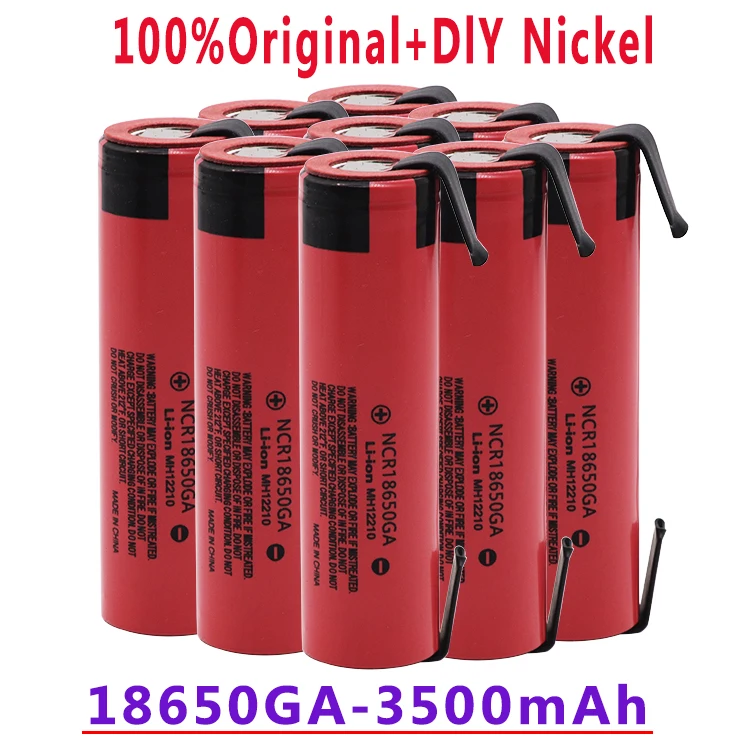 New.NCR18650GA 20A Discharge 3.7V 3500mAh 18650 Battery Rechargeable Battery for Toy Flashlight Flat-top Lithium Battery+Nickel