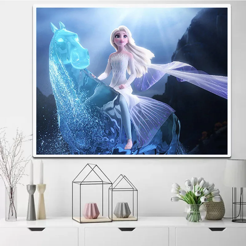 

Full Drill 5D Sticking Embroider Cartoon Princess Elsa Drill Stone Draw Multi-size Room Decoration Draw Handiwork Material Pack