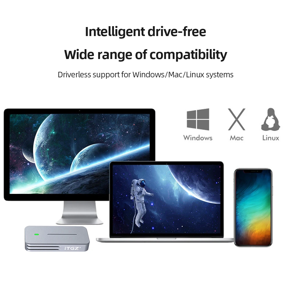 حافظة M.2 NVMe/NGFF SSD حافظة SSD خارجية M-key USB3.2 Gen2 حاوية محرك الحالة الصلبة سبائك الألومنيوم لـ 2242 M.2 SSD #4