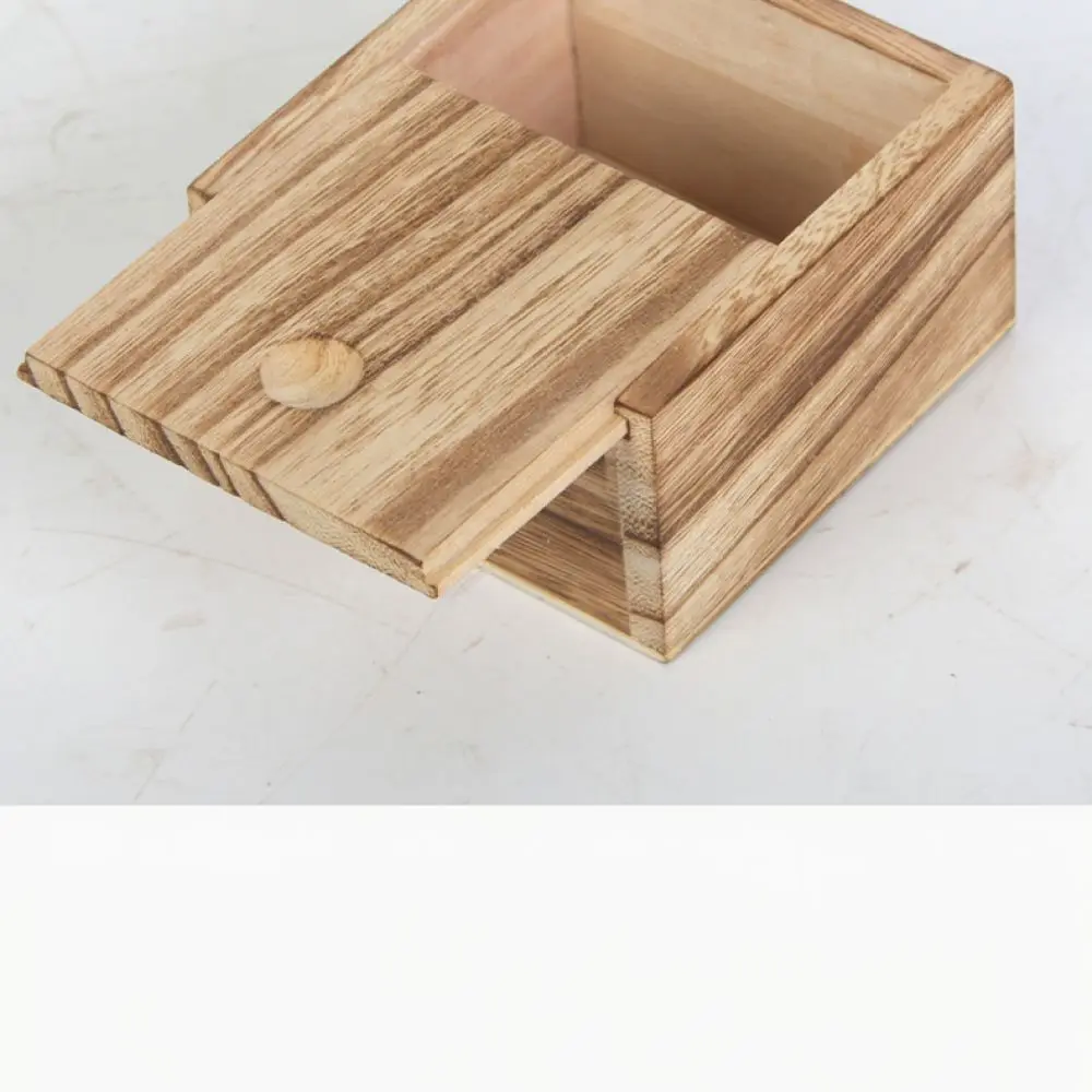 Retro Burnt Wood Organizer Box Sliding Cover Natural Timber Container For Incense Jewelry Tea Gift Storage Decorative Case