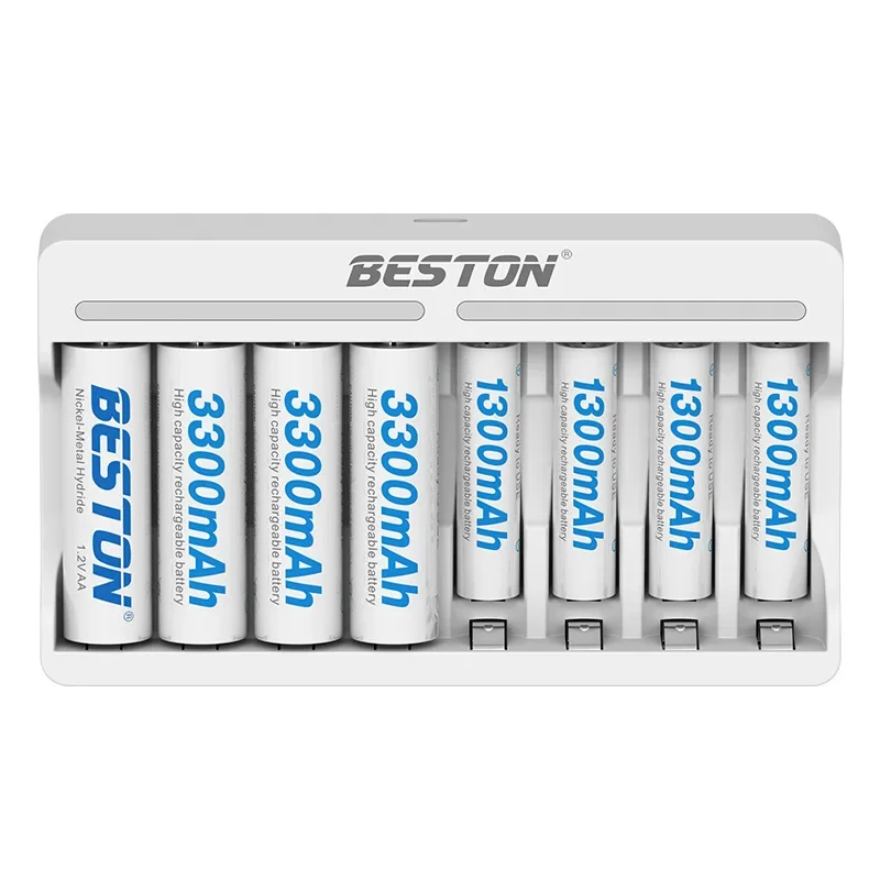 8-slot USB Individual Battery Smart Charger with 5V 2A Fast Charging Function 1.2V for Ni-MH Ni-CD AA AAA Rechargeable Batteries