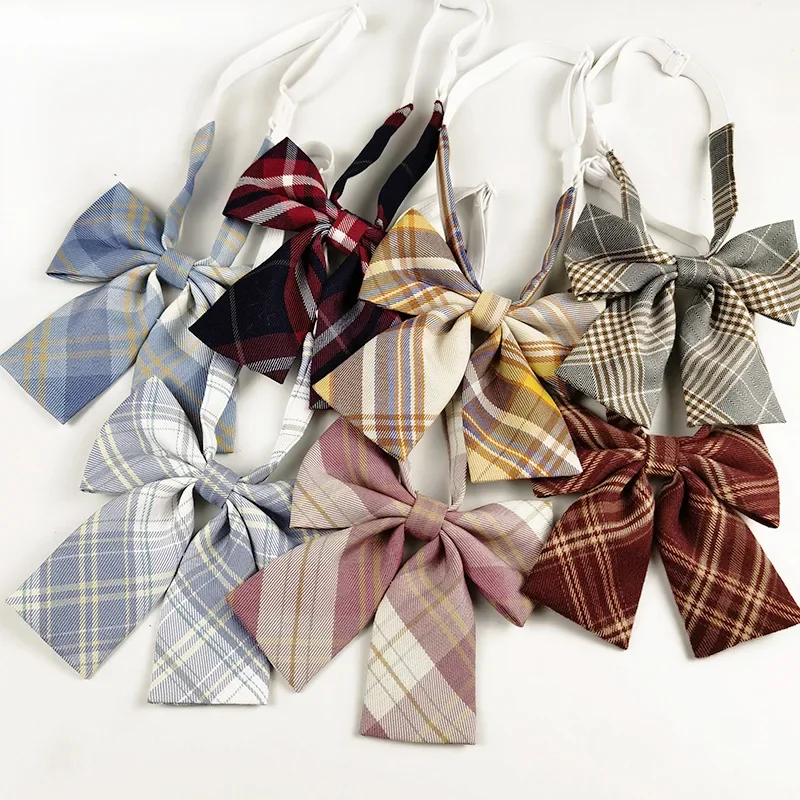 Women Collar Plaid Striped JK Bow Tie Ladies Bow Tie School Shirt Accessories for Girls