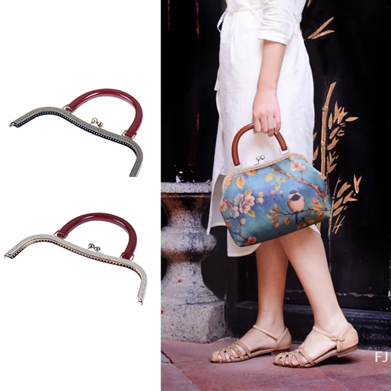 

[YU] 1 шт. Квадратная/круглая деревянная/металлическая рамка с застежкой-карабином для ручки сумки, аксессуары для сумок, DIY