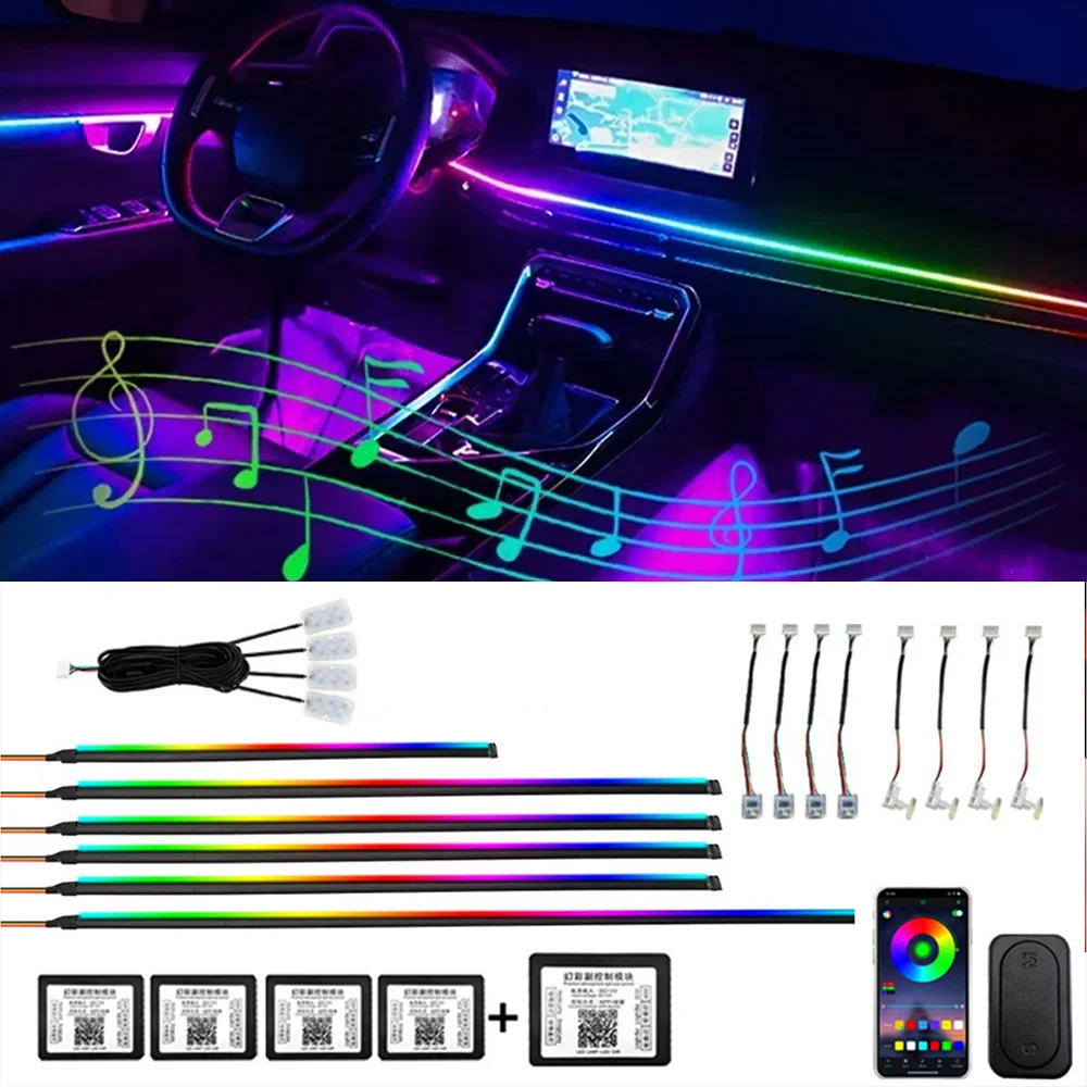 5 فولت USB WS2812 سيارة APP التحكم الإضاءة عدة المحيطة غاسل أضواء الداخلية المحيطة الاكريليك شرائط ضوء بلوتوث التحكمLED