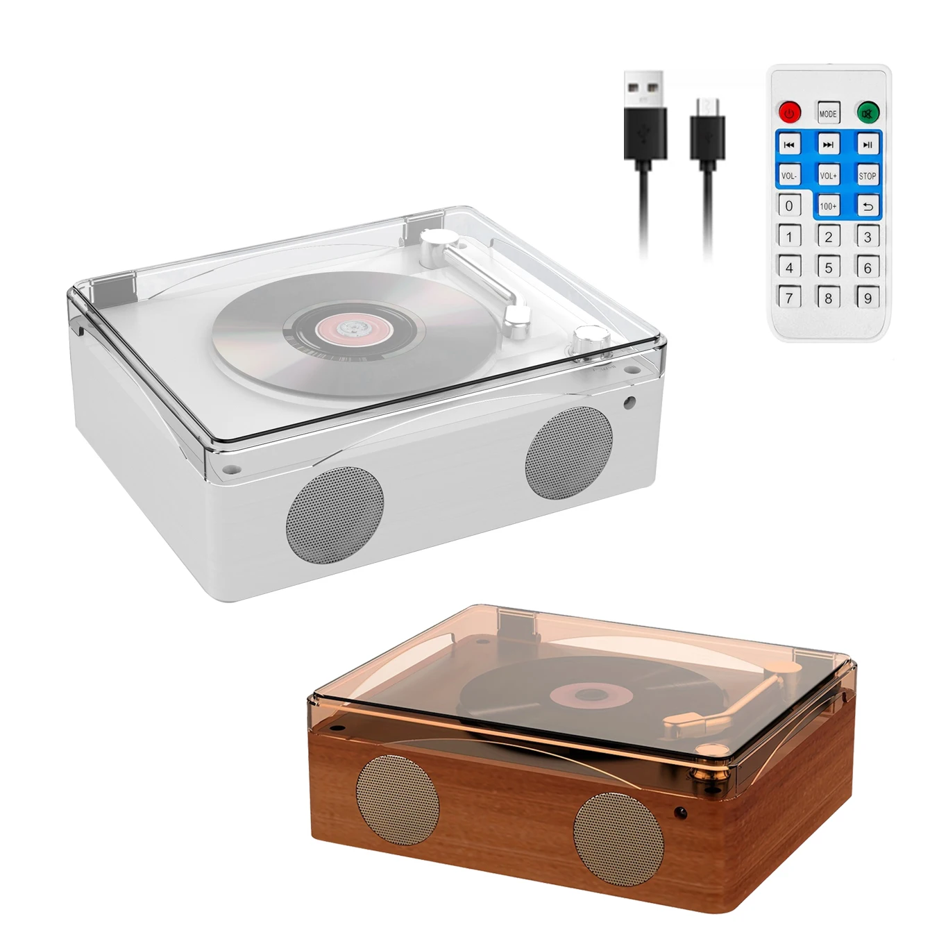 Retro CD Player Wireless Bluetooth Speaker FM Radio Music Player with Remote Control Colorful Atmosphere Light