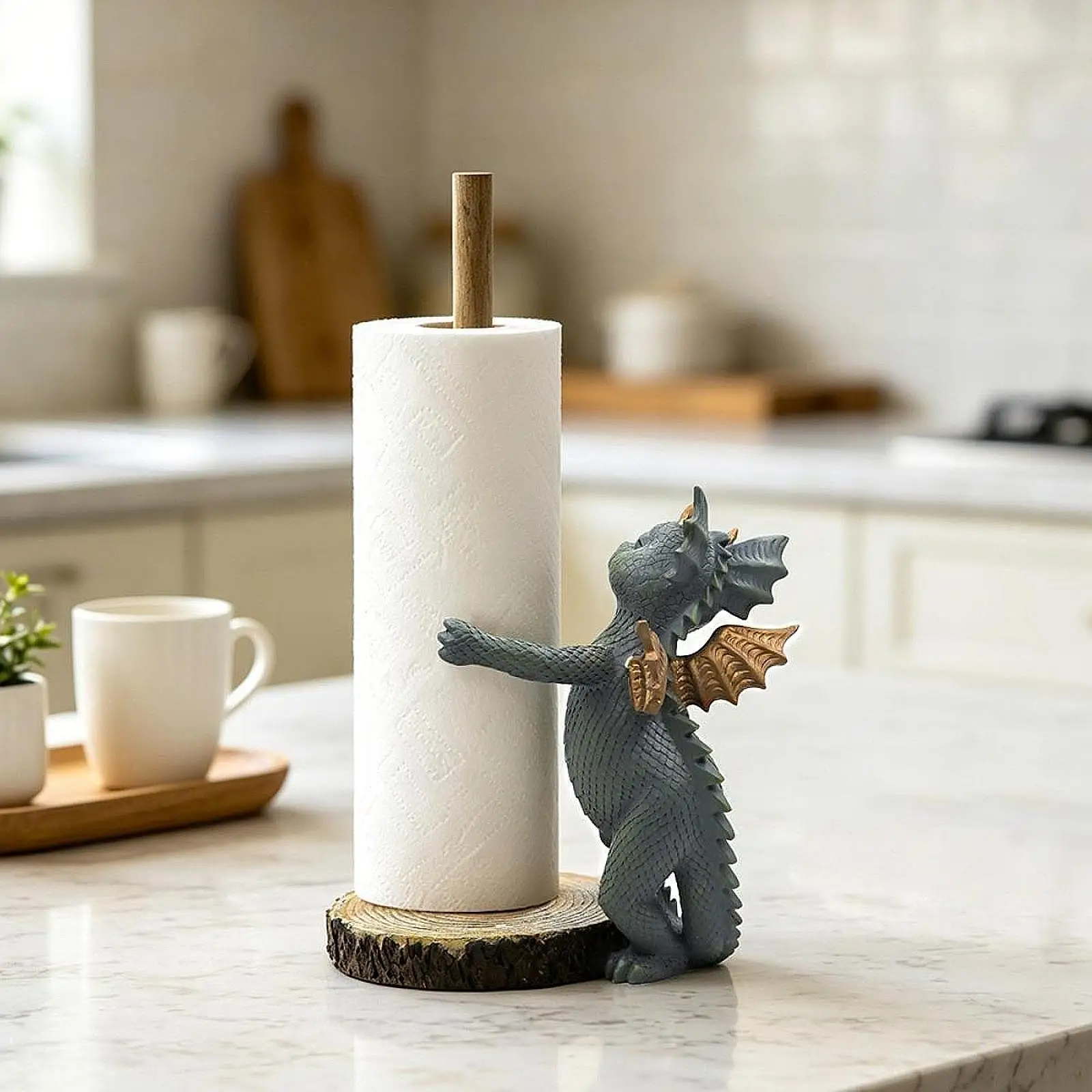 Dinosaur Paper Towel Holder Decoration Housewarming Gift Resin Paper Towel Roll Holder Roll Paper Organizer for Bathroom Kitchen